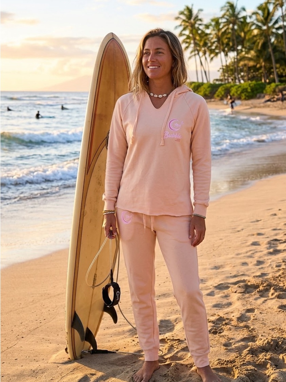 Peach Hooded Pullover Sweatshirt - Casual Women's Hoodie